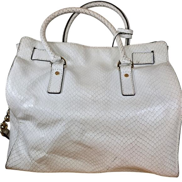 Rare White Michael Kors Snake Leather Python Hamilton Purse Satchel 35S5SHLT3N - Picture 2 of 12